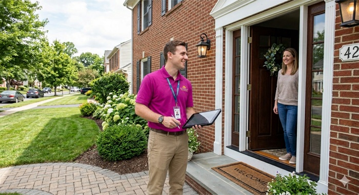 Sales rep working door to door