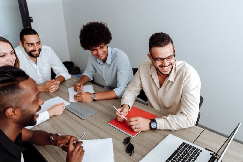 Sales team in discussion